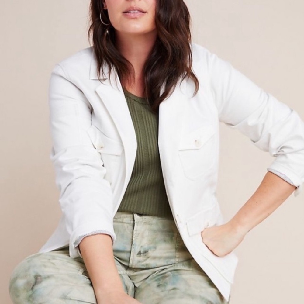Anthropologie Neve Utility Jacket White Size 8 - Picture 1 of 9